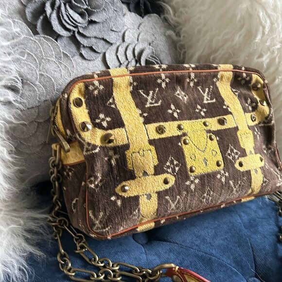 Louis Vuitton LV Vintage velvet Trompe L'oeil Trocadero Shoulder Bag velour - Picture 3 of 6